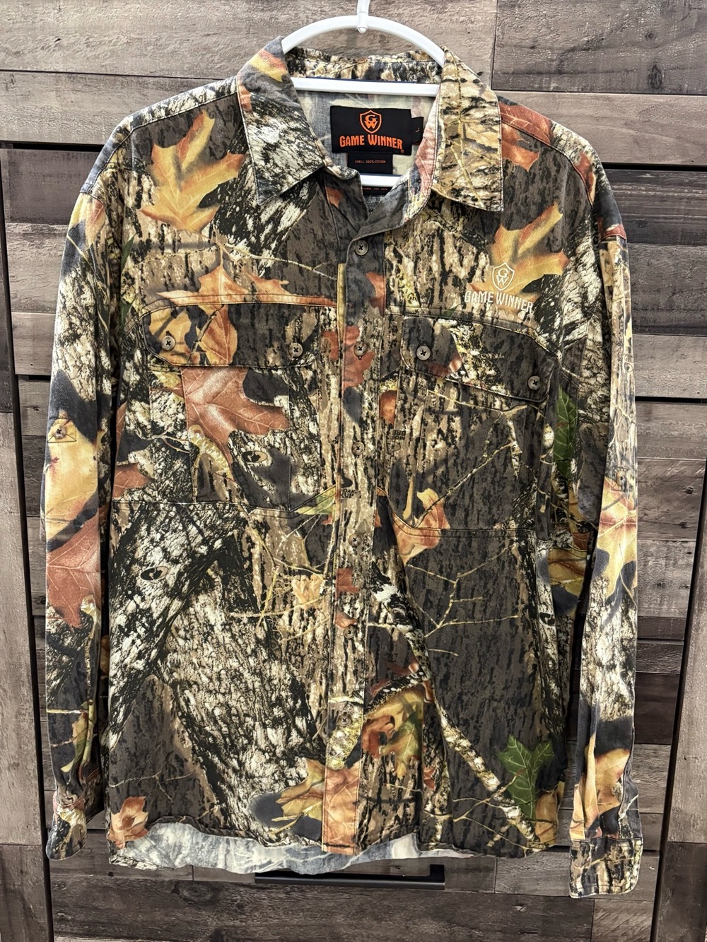 Game Winner Men's Camouflage Button-Down Shirt Jacket - size L